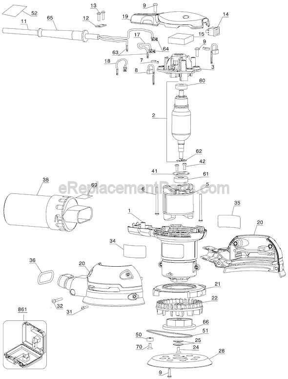 Page A Diagram and Parts List for 343VS Type 1 Porter Cable Sander Polisher